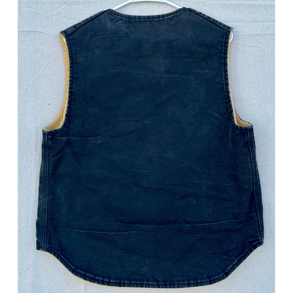 Carhartt Mens Black Sherpa Lined Duck Canvas Workwear Vest Large V02 BLK - Picture 2 of 8